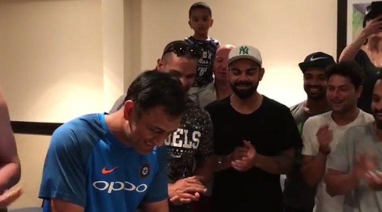 MS Dhoni celebrates birthday with teammates and family
