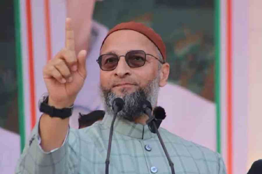 Asaduddin Owaisi addresses an election meeting in Nampally assembly constituency