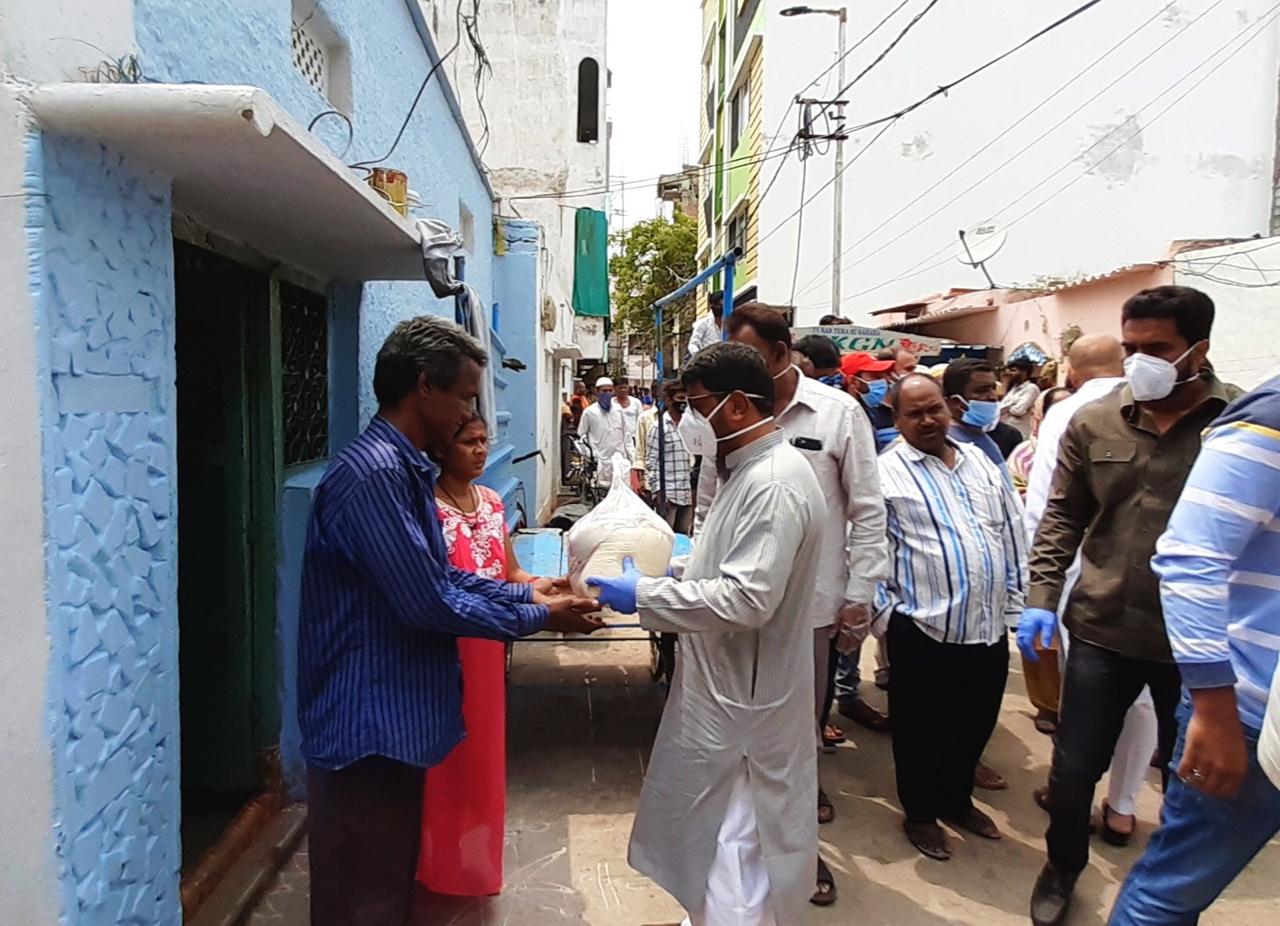 Distribution of ration kits by MLA Jaffar Hussain Mehraj under Mehdipatnam Division today