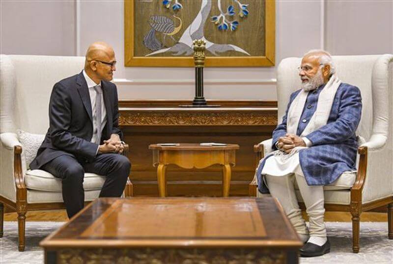 Microsoft chief Satya Nadella meets PM Modi, pledges Rs 1.5 lakh crore for AI first future