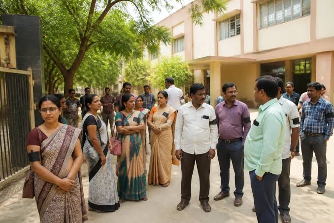 Telangana Model Schools staff protest over salary, pension and promotion demands