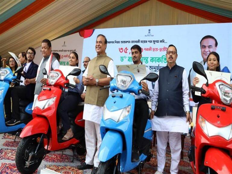 Assam CM Himanta Biswa Sarma distributes scooters to 35,770 meritorious students