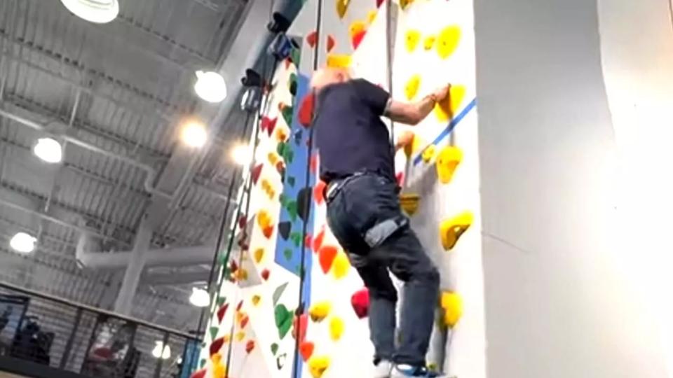 Veteran Actor Anupam Kher conquers a 35-foot rock wall at 71