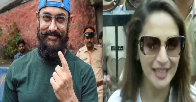 maharashtrapolls:aamirkhanmadhuridixitcastvote