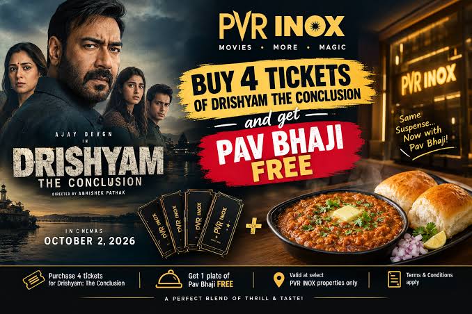 Drishyam 3 viewers to get free pav bhaji offer at PVR INOX on October 2