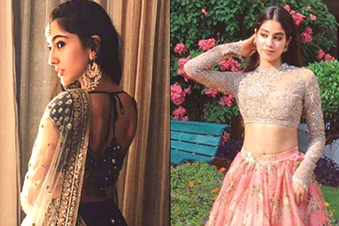 sridevisdaughterjhanviandsaifalikhan’sdaughtersarajustworesabyasachilehengawhodoyouthinklooksbetter?