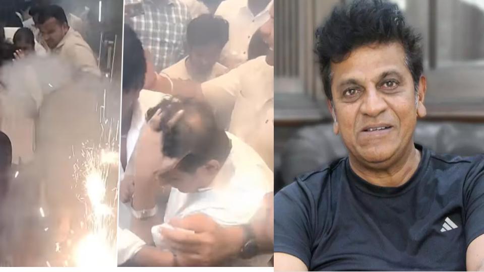 Actor Shivarajkumar Narrowly Escapes Firecracker Mishap in Chitradurga