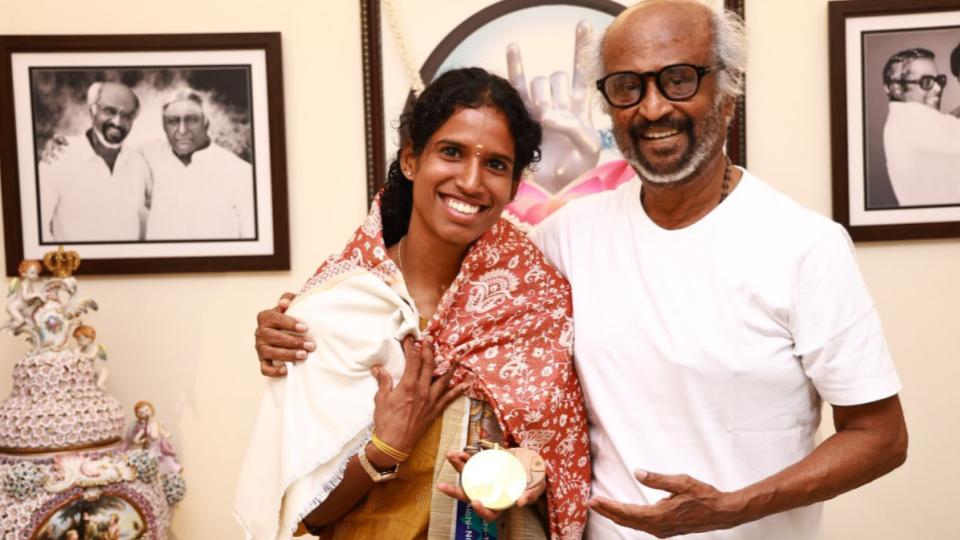 Rajinikanth meets Asian Games medal winner Vithya Ramaraj