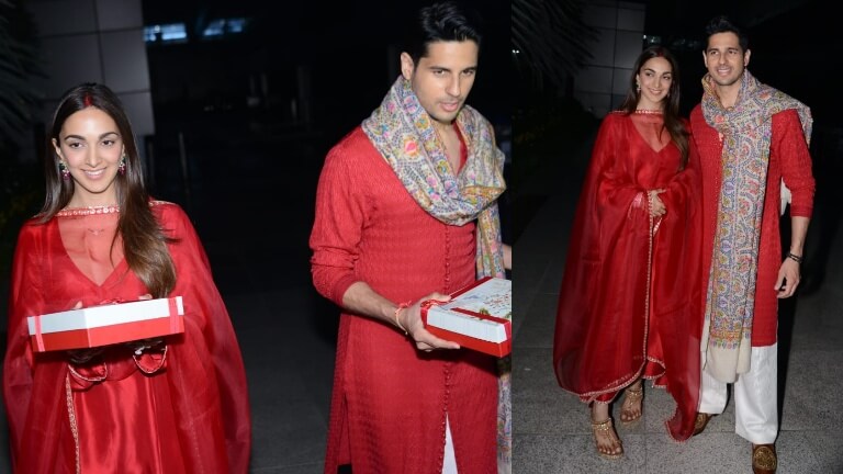 Sidharth Malhotra and Kiara Advani spot at Delhi airport after wedding, look ravishing in red