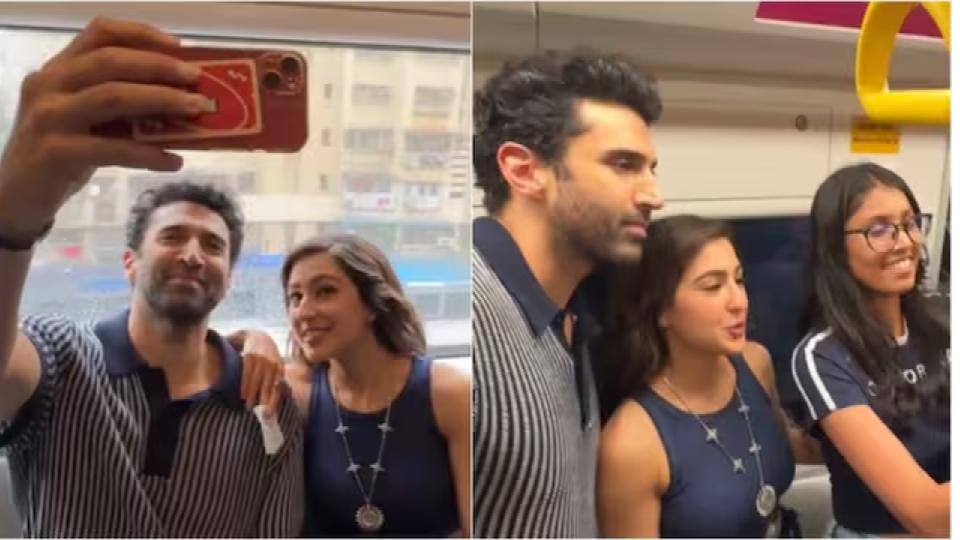 Sara Ali Khan and Aditya Roy Kapur travel by Mumbai metro, click selfies