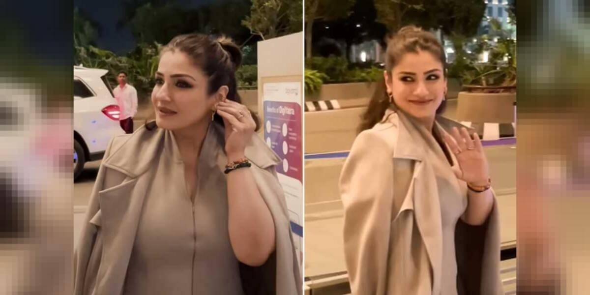 raveenatandongiftedhergoldenearringstopaparazzoatmumbaiairport