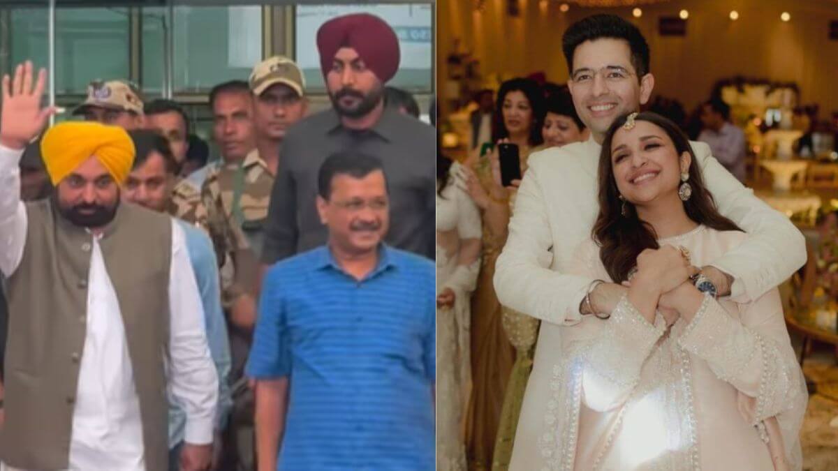 delhicmarvindkejriwalpunjabcmbhagwantmannarriveinudaipurforparineetiraghavwedding