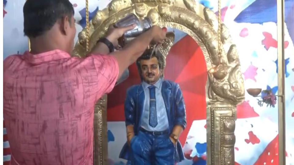 Fan conducts special puja at Rajini Temple to mark superstar