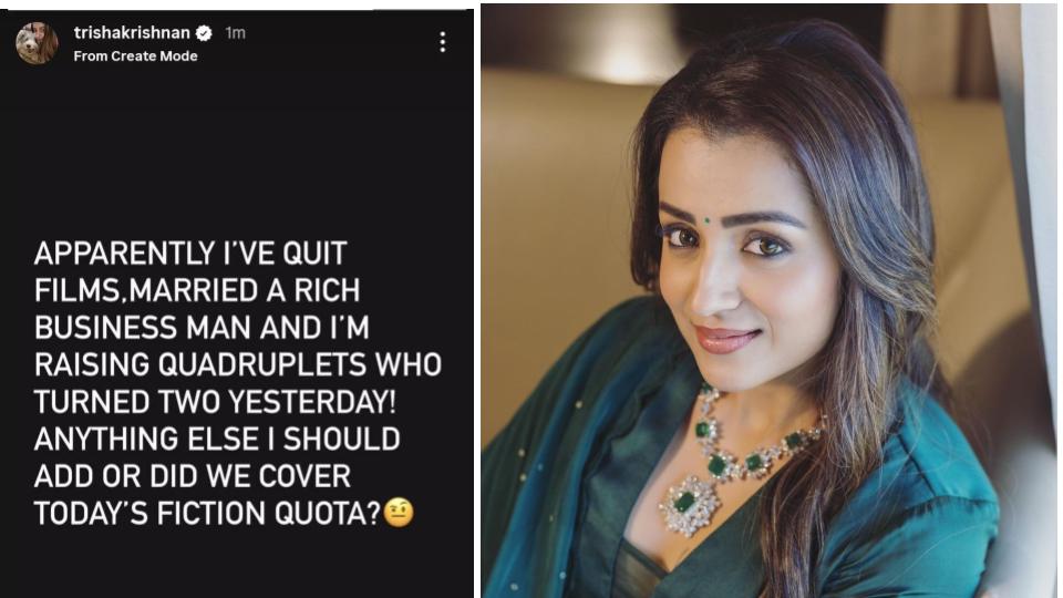 Trisha Quashes Retirement Rumors With a Sarcastic Social Media Post