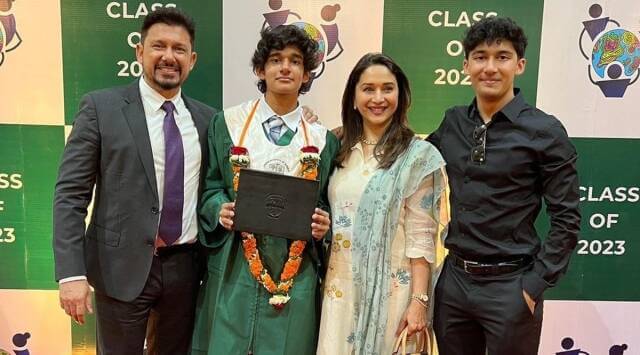 madhuridixithusbandshriramnenecelebratesonryan’sschoolgraduationcallhimbrilliantstar