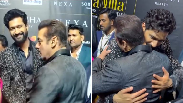 Bollywood superstar Salman Khan hugs Vicky Kaushal a day after the viral-pushing incident