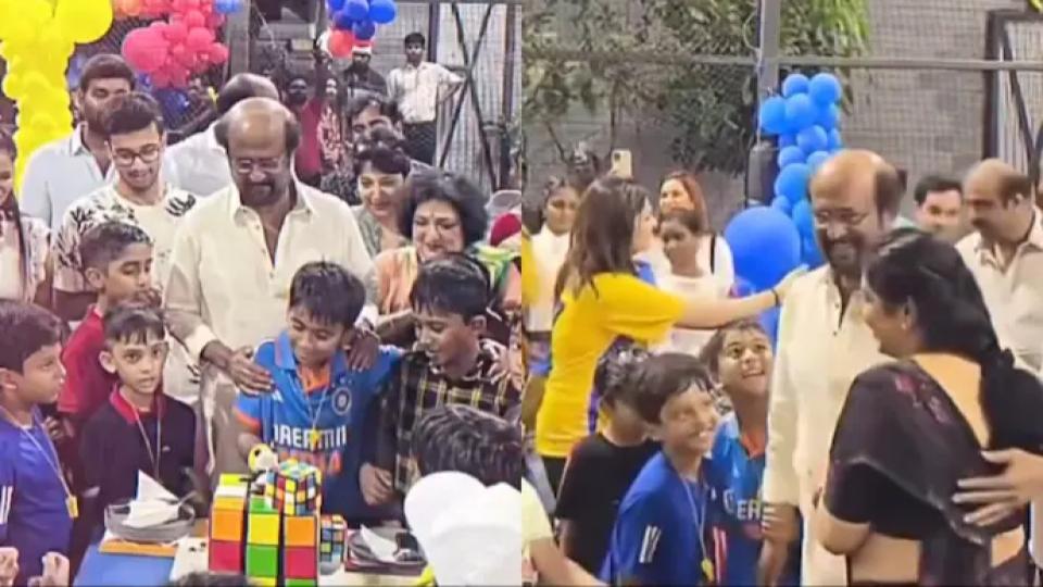 rajinikanthcelebratesgrandsonvedsbirthdaywithacricketthemedparty