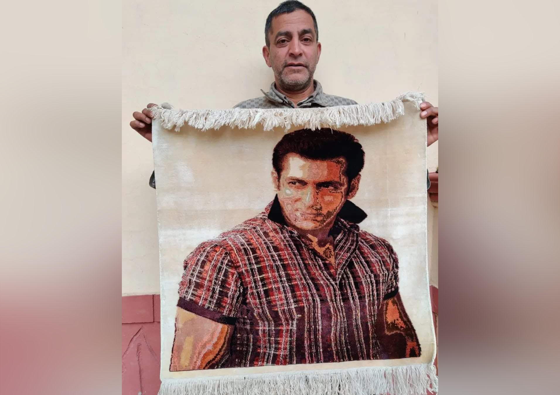 Kashmiri artisan weaves silk carpet for Salman Khan