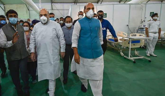 rajnathsinghamitshahvisitsthesardarpatelcovidhospitalindelhi