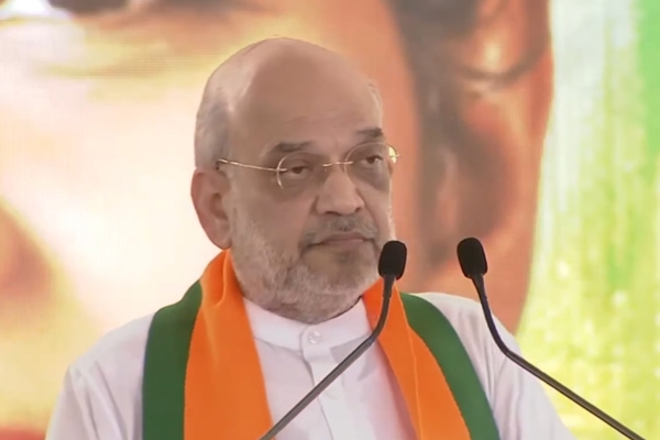 Amit Shah addresses a public meeting at Alappuzha yesterday