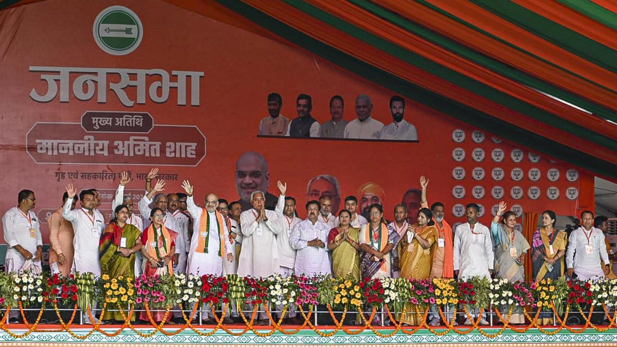 Amit Shah addresses a public meeting in Sitamarhi in Bihar