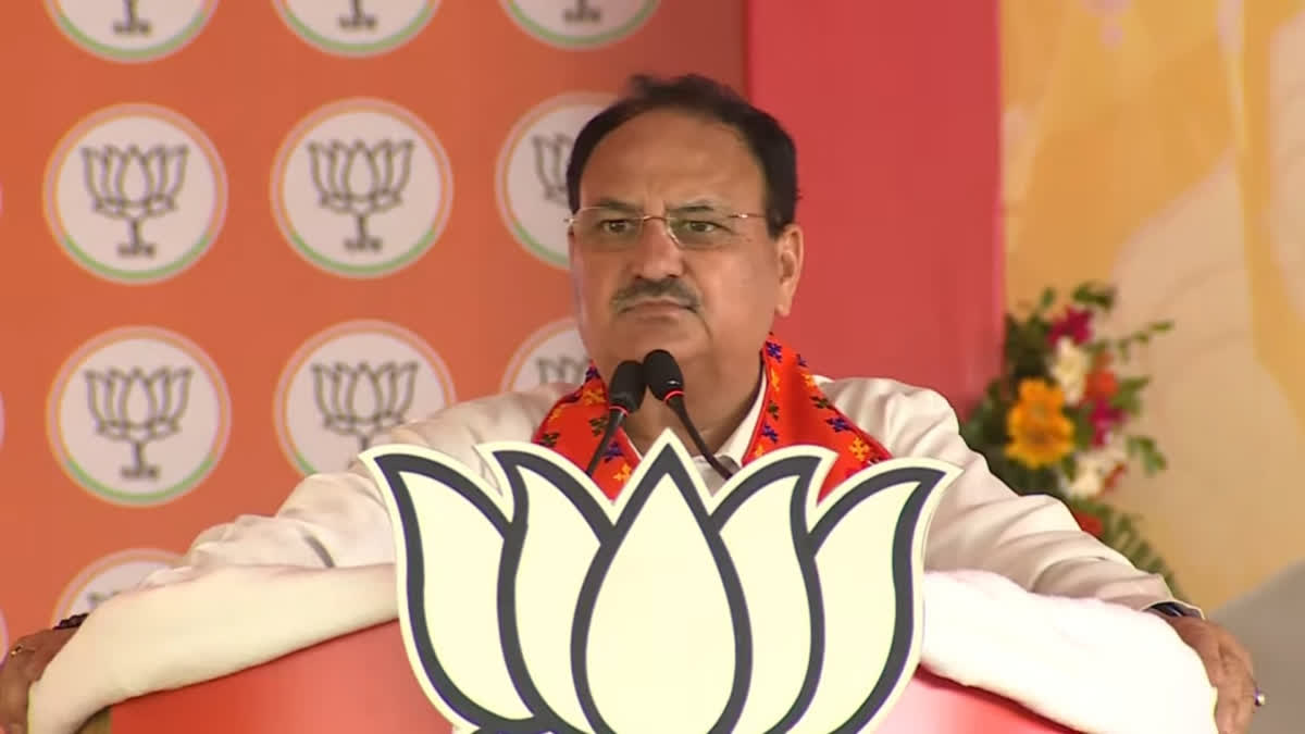 BJP president JP Nadda addresses a public meeting at Karanjia