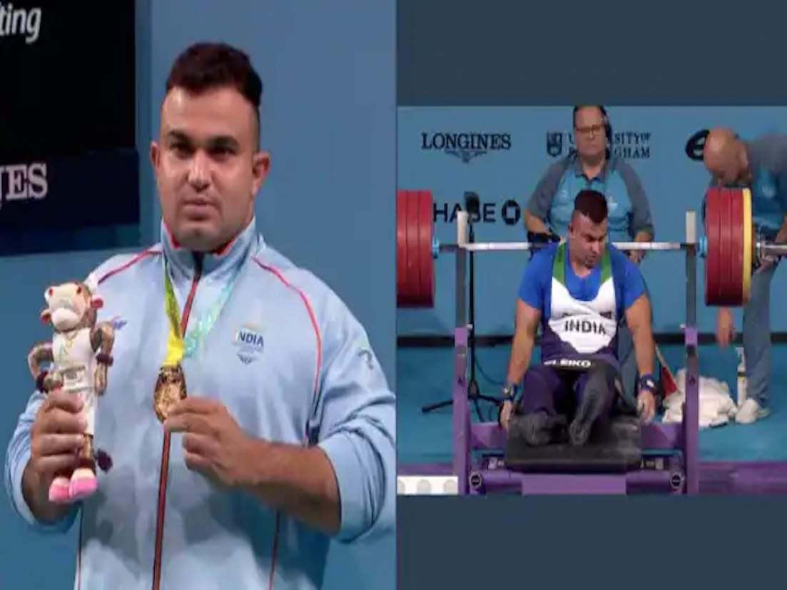 sudhirwinsindiasfirstgoldmedalinparapowerliftingincwg2022