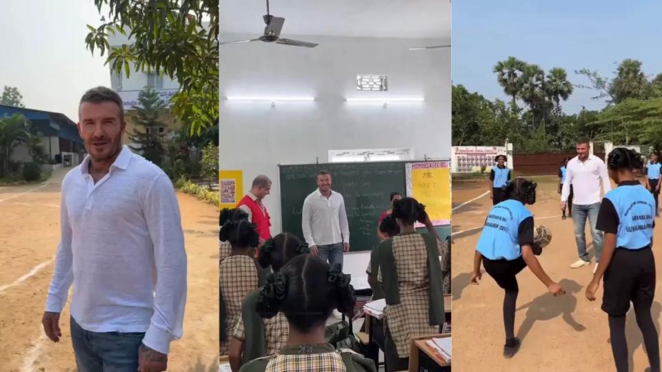 Football legend David Beckham Visits Visakhapatnam Govt School