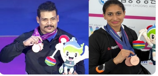 indianparapowerliftersmanpreetkaurandparmjeetkumarwinbronzemedalsinasiaoceaniaopenchampionships