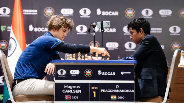 chessworldcup2023finalheadstotiebreakerasrpraggnanandhaaandmagnuscarlsenplayanotherdraw