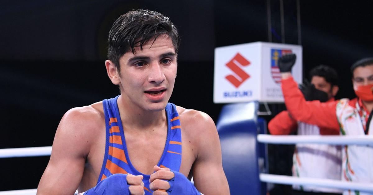 mensworldboxingchampionships:indianpugilistsachinsiwachtofacetopseedkazakhstansmakhmudsabyrkhanintashkent