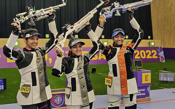 indianwomensshootingteambagsgoldmedalinissfworldcup2022