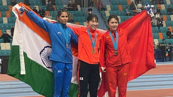 indiasjyothiyarrajirosymeenashineat10thasianindoorathleticschampionshipwith8medals