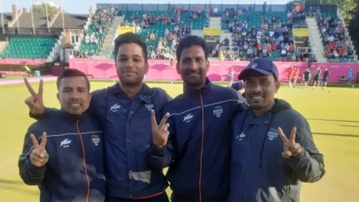 cwg2022:indianmen’sfoursteamsignoffwithhistoricsilverinlawnbowls