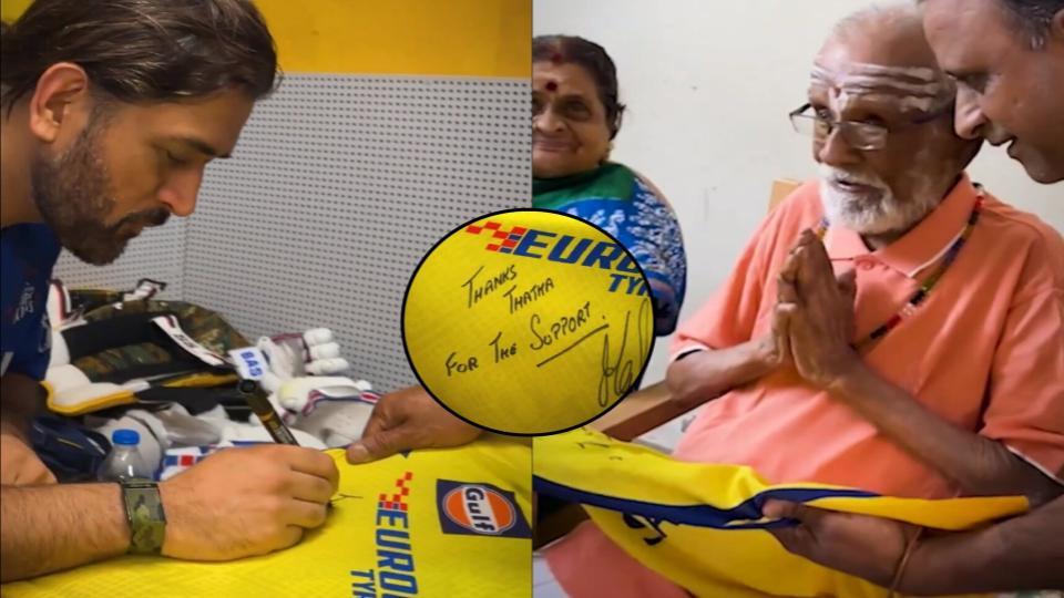 MS Dhoni signs special jersey for 103-year-old superfan