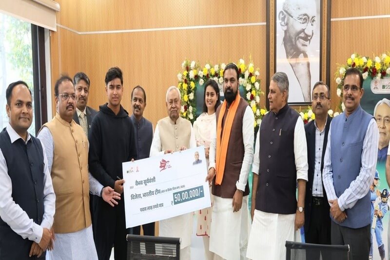 Nitish Kumar awards cricketer Vaibhav Sooryavanshi Rs 50 lakh for U19 World Cup glory 