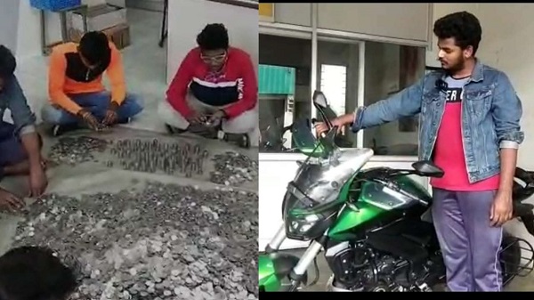 amanintamilnadubuyshisdreambikeworthrs26lakhusing1rupeecoins