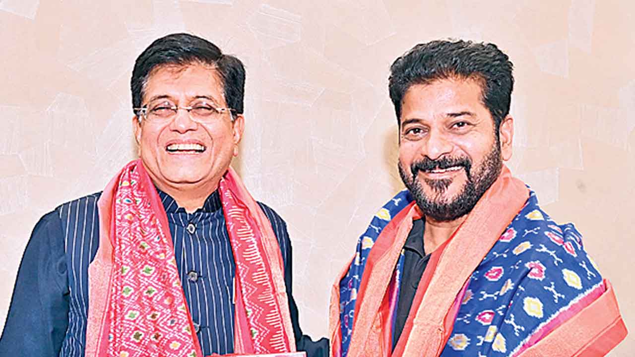 unionministerpiyushgoyalcallsoncmrevanthinhyderabad