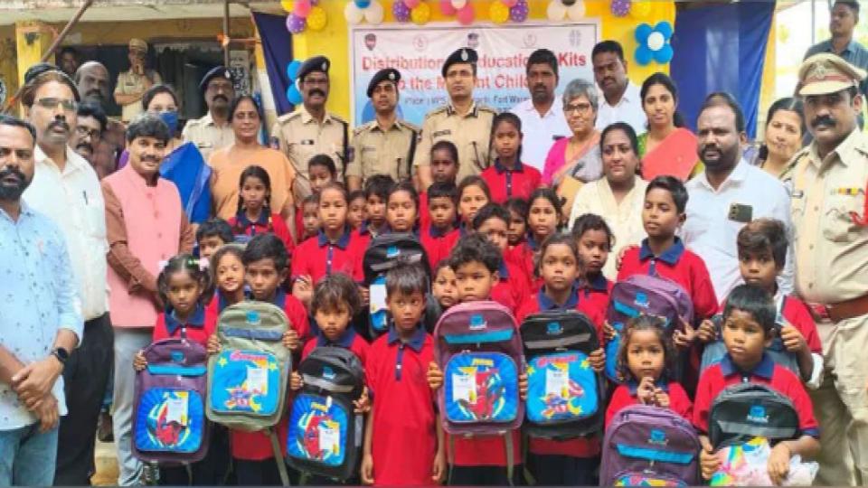 Educational kits distributed to children in Warangal