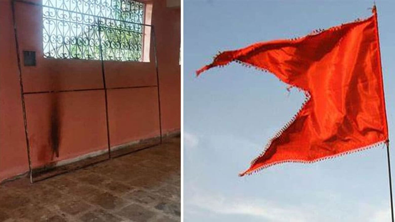 tensioninkamareddyaftersaffronflagfoundburntintemple