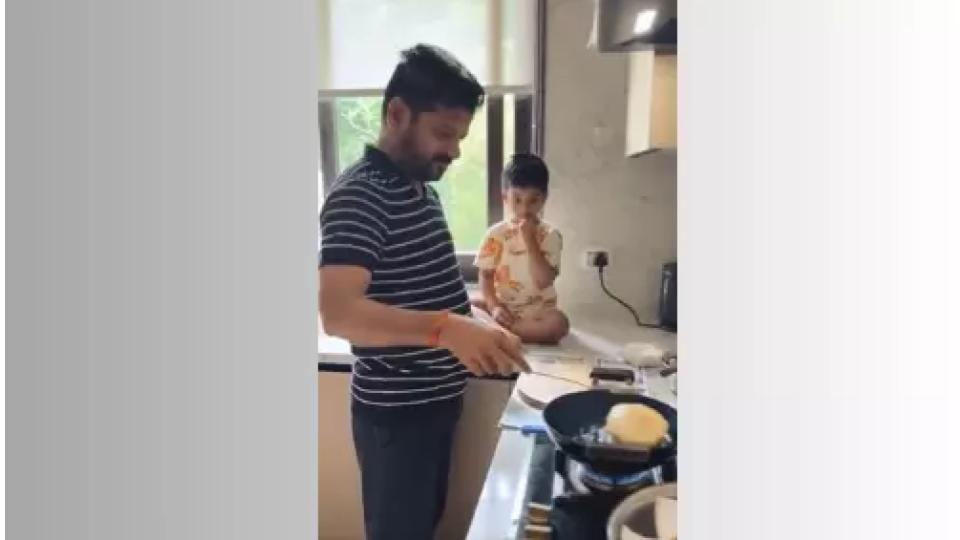 CM Revanth akes a Break, Makes Puris for Grandson