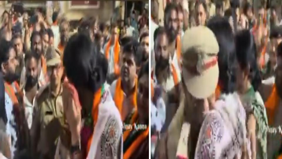 Woman ASI suspended for shaking hand and hugging BJP Hyderabad MP candidate