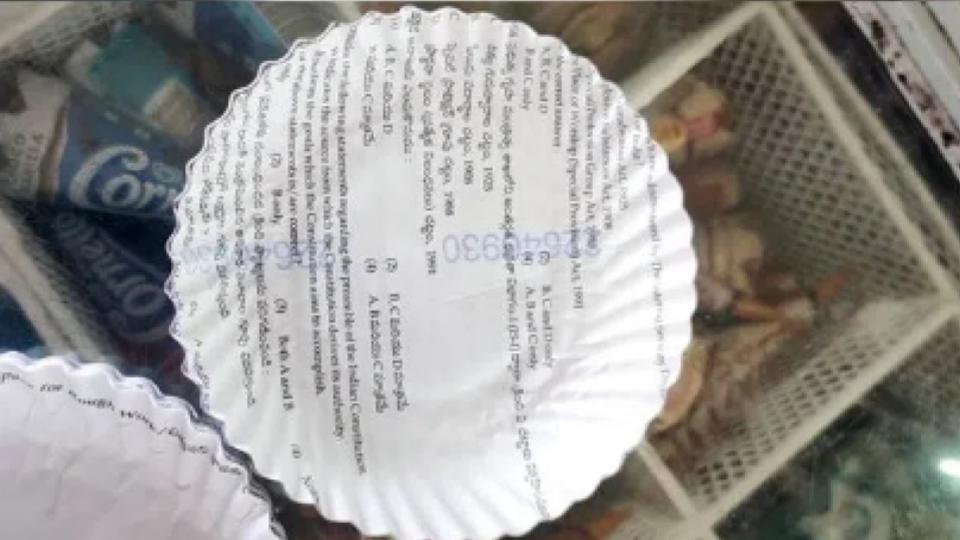 Telangana Group-III question papers end up as plates at bakery
