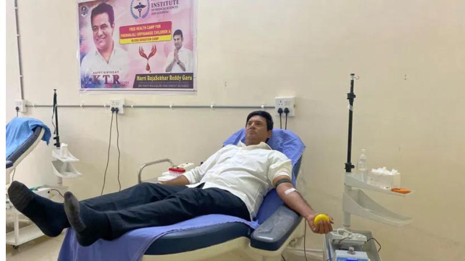 Malkajgiri MLA donates blood for Thalassemia patients 