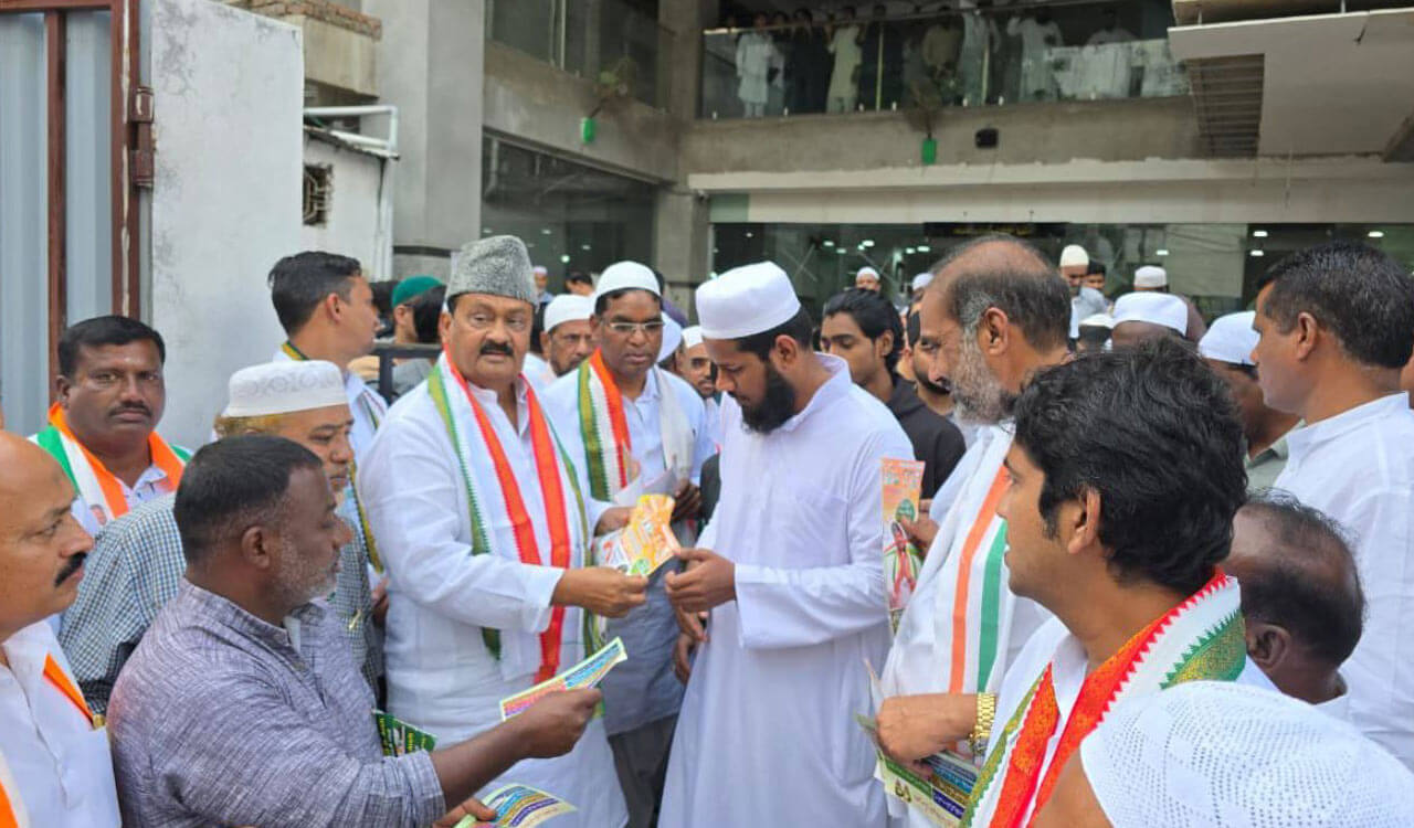 Shabbir Ali campaigns at mosque ahead of Jubilee Hills bypoll