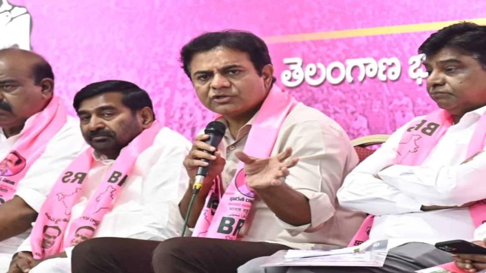 KTR targets Congress led Telangana govt on paddy procurement