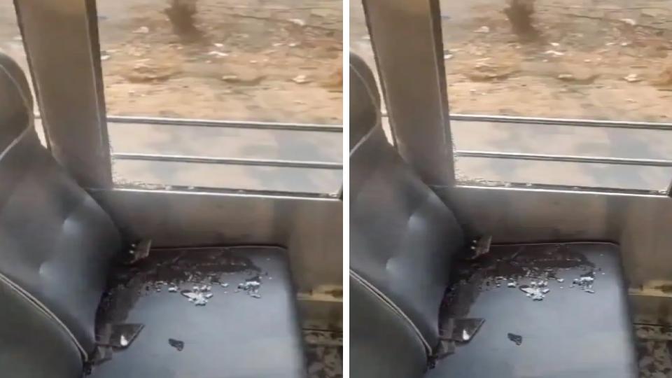 tsrtcbusvandalisedathyderabadoutskirtswindowsbroken
