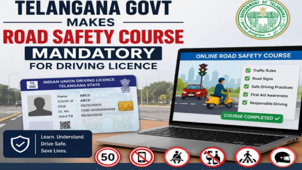 Telangana govt makes road safety course mandatory for driving licence