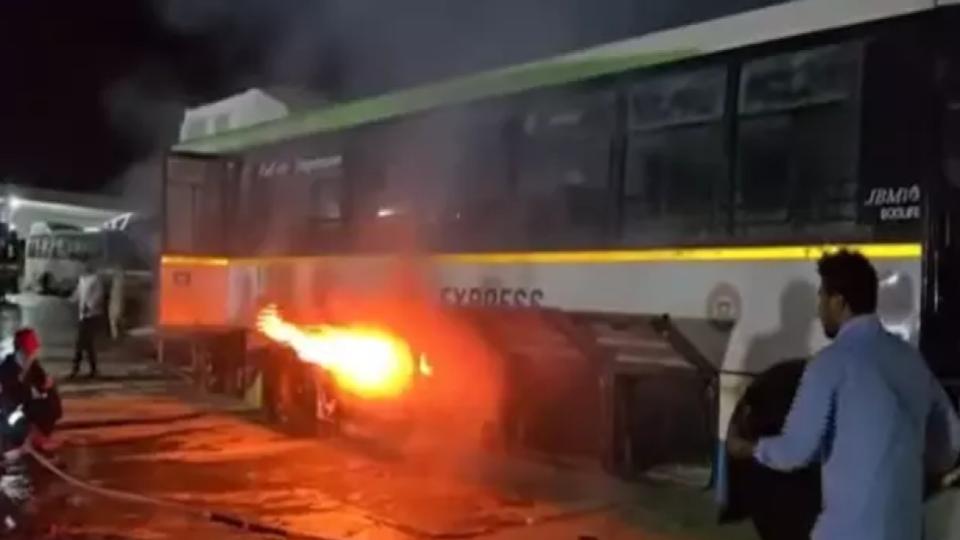 Electric Bus Catches Fire in Karimnagar-II Depot