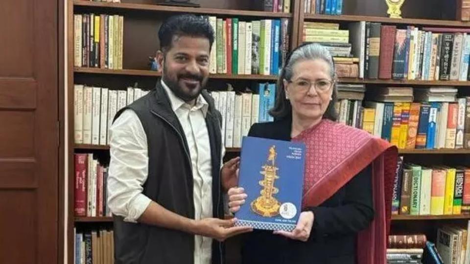 CM Revanth Presents Telangana Rising 2047 Vision Document to Sonia